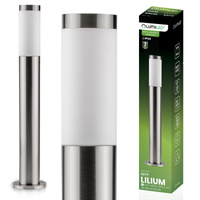 Venkovní zahradní lampa E27, LED sloupek 65cm inox LILIUM LUMILED