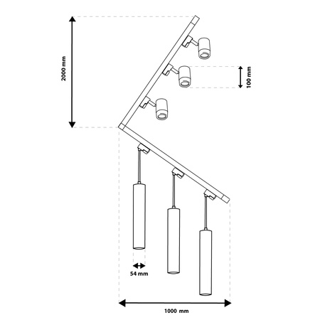 Sada osvětlovacích lišt 3m + 6x GU10 Busbar Spotlight + úhlový spínač černá LUMILED
