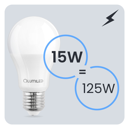 LED žárovka E27 A60 15W = 120W 1952lm 4000K Neutral 260° LUMILED