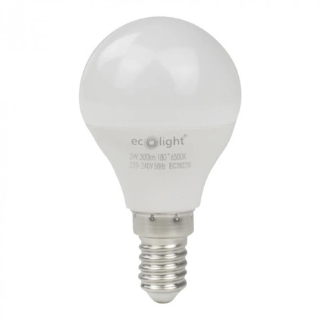 LED žárovka P45 E14 3W 270lm 6500K studená bílá Ecolight