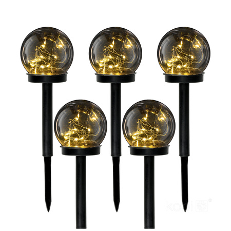 Solární zahradní tyč Venkovní stojící LED 3000K teplá IP44 černá koule Kobi