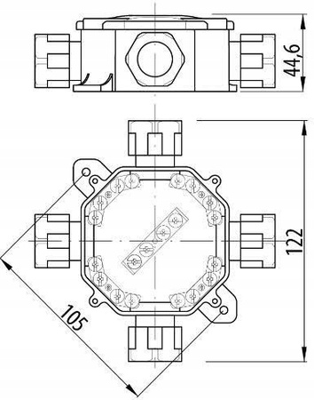 Hermetická instalační krabice pro povrchovou montáž PG16 75x75x33mm Splitter s tlumivkami Černá PAWBOL