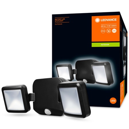 LED reflektor 10W 480lm 4000K IP54 černý s detektorem pohybu LEDVANCE SPOTLIGHT Bateriový Twin
