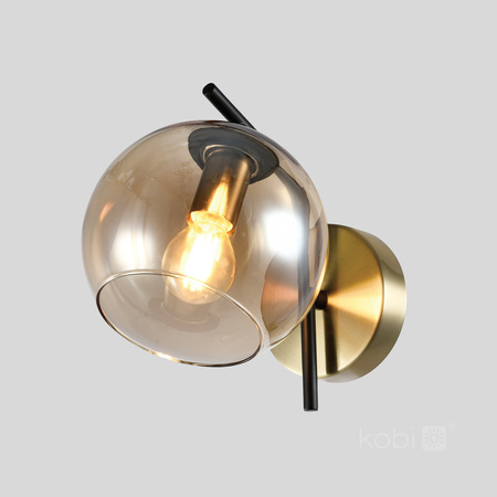 Nástěnná objímka pro povrchovou montáž E14 Black Gold Globe Elegance Kobi