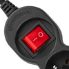 Síťový prodlužovací kabel Uzemněný napájecí pásek 3 zásuvky 1,5 m Vypínač Černý kabel Lendo Lumiled