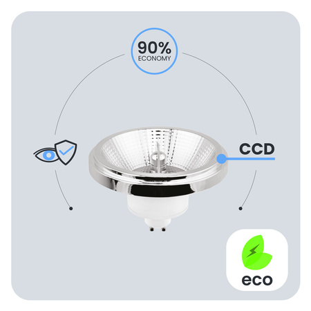 Žárovka LED GU10, ES111 15W = 100W 1521lm 4000K neutrální bílá 24° Stříbrná LUMILED