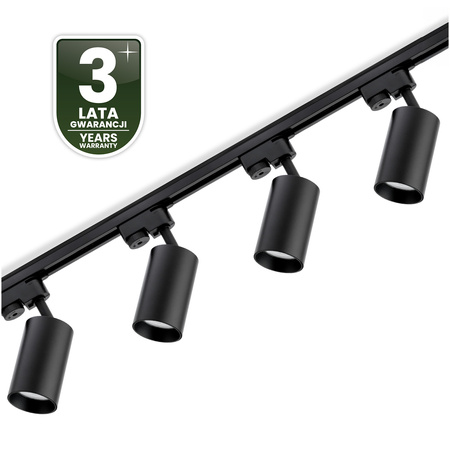 Sada osvětlovacích přípojnic 1m + 4x SAGI GU10 Black LUMILED reflektor na přípojnici