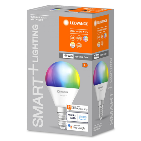 E14 P40 LED žárovka 4.9W 470lm RGBW SMART+ WiFi stmívatelná minižárovka LEDVANCE