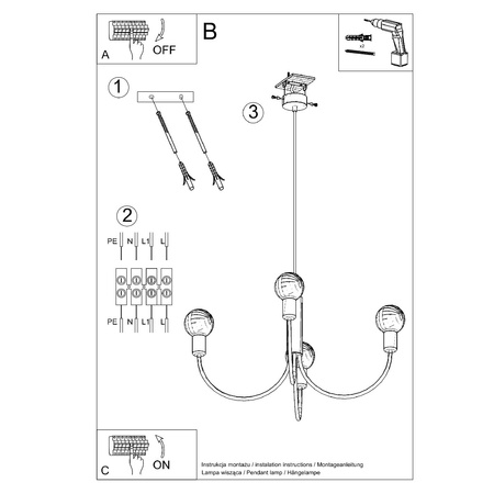 LED PICCOLO Závěsné stropní svítidlo 3xE27 Lustr černý SOLLUX