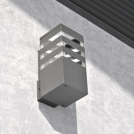 Zahradní nástěnné svítidlo rovné LED fasádní svítidlo E27 TEKSAS grafit GOLDLUX (Polux)