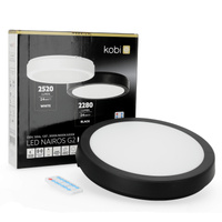 LED stropní svítidlo do koupelny s povrchovou montáží 24W 2280lm 4000K 120° s pohybovým a soumrakovým senzorem černé IP65 Nairos Kobi