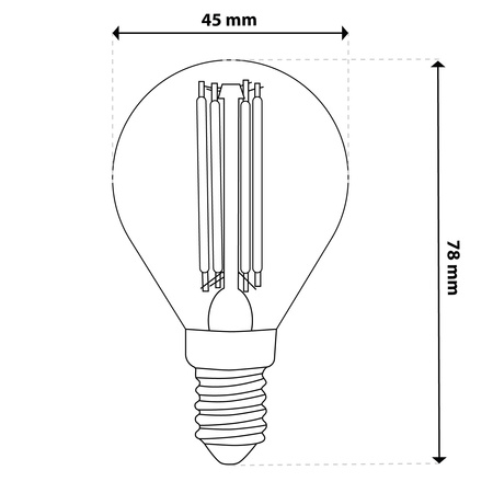 LED žárovka E14 kapka P45 2,2W 470lm = 40W 2700K teplá bílá 360° Filament energetická třída A LUMILED