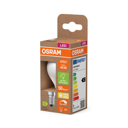 LED žárovka P45 Ball E14 2,9W = 40W 470lm 2700K Warm 300° Dimmable CLASSIC ENERGY EFFICIENCY Osram