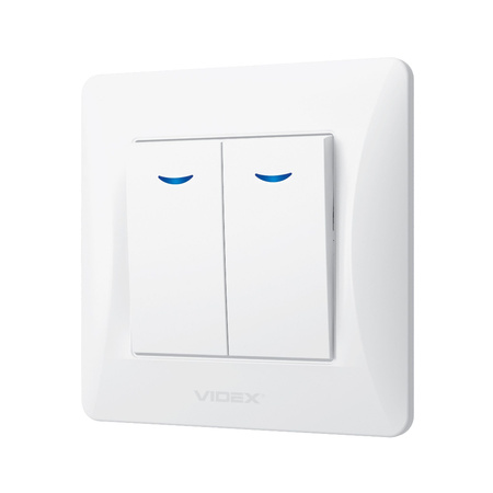 2gangový 2cestný spínač s osvětlením 10A Povrchová montáž bílá BINERA VIDEX
