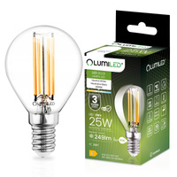 LED žárovka E14 P40 2W = 25W 249lm 4000lm Neutrální 360° vlákno LUMILED