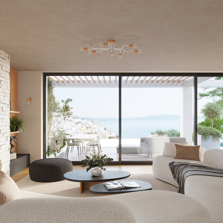 Stropní lustr 4x E27 Přírodní dřevo Bílý Timbo Peach Puff SL.1665 Sollux