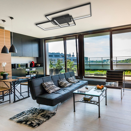 LED lustrová stropní lampa 90W CCT GALAXIS VELA černá + dálkové ovládání