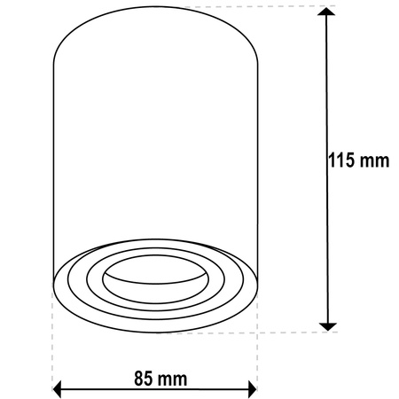 Povrchové Halogenové svítidlo GU10, SPOT TUBA 115mm Nastavitelná Kulatá Bílá AMAT-L LUMILED