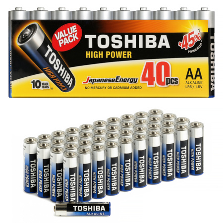 Toshiba Alkalické baterie Fingers AA LR6 R6 1,5V Super Power 40 ks.