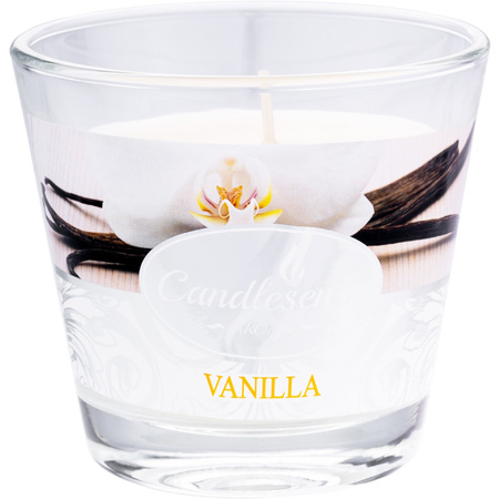 Dekorativní vonná svíčka ve skleněné vanilce