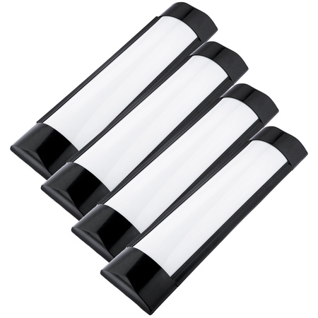 4x LED Panel Svítidlo Povrchová Montáž Černý 30cm 9W 4000K Neutrální Barva