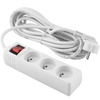Síťový prodlužovací kabel - 3x zásuvka s uzemněním a vypínačem, napájecí lišta 5m 3x1,5mm 16A bílá