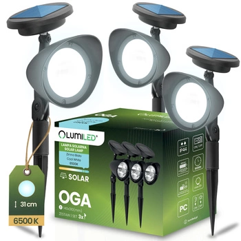 Solární LED lampa reflektor směrový, IP44 6500K OGA LUMILED