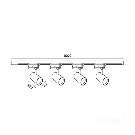 1-fázové světlo na přípojnici + reflektor 4x GU10 1m bílý Nextrack Go Kobi