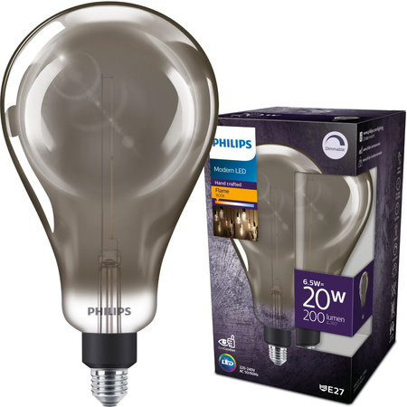 LED žárovka E27 A160 6.5W = 20W 200lm 1800K Teplá bílá vlákno kouřové PHILIPS Stmívatelné