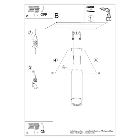 Stropní svítidlo Tuba Spot GU10 Black Gold Nero Bittersweet Shimmer SL pro povrchovou montáž.1411 Sollux