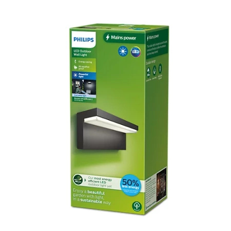 Zahradní nástěnná LED lampa BUSTAN 3,8W 4000K Neutral IP44 Antracit PHILIPS