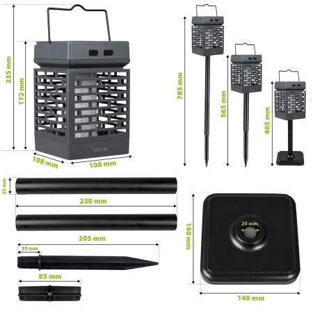Elektrická UV solární insekticidní past Lucerna 2v1 5W na mouchy komáry hmyz VAYOX