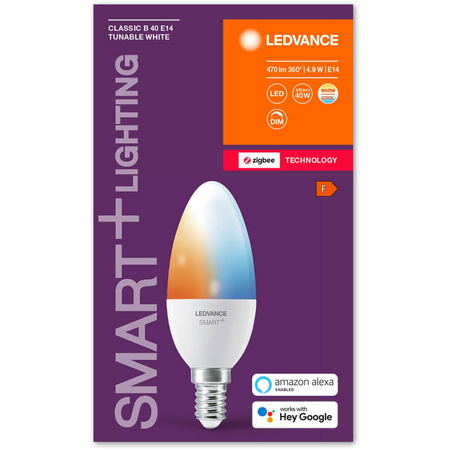 E14 B40 4.9W 470lm CCT LEDVANCE SMART+ ZigBee stmívatelná LED žárovka