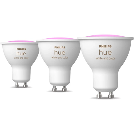 3x LED žárovka GU10 s reflektorem 4,2W = 50W 400lm 2000-6500K CCT + RGB SMART Smart Bluetooth ZigBee Bílá a barevná atmosféra Philips HUE