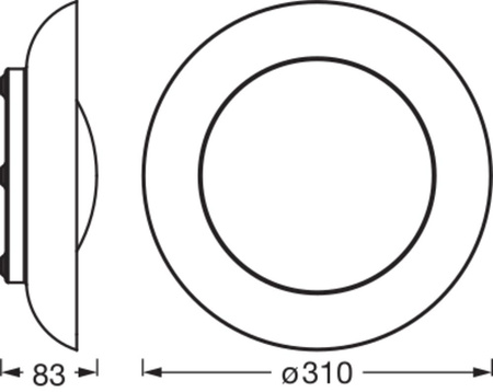 Plafond Koupelnové stropní světlo Povrchová montáž 19W 1000lm 3000K Teplá černá modrá IP20 Stmívatelné Obris Ledvance