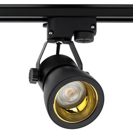 Osvětlení kolejnice 1.5 m + 3x GU10 Track Spotlight Black-Gold + 6W LED GU10 3000K