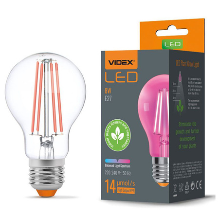 E27 8W LED žárovka FITO VIDEO Růst rostlin