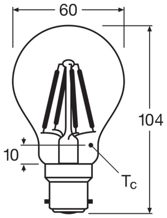 LED žárovka A60 B22d 6,5W = 60W 806lm 4000K neutrální bílá 300° Retrofit Filament CLASSIC Osram