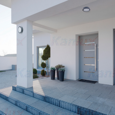 Plafond LED lampa s pohybovým čidlem pro povrchovou montáž 18W 1400lm 4000K neutrální IP54 kulatá grafitová BENO KANLUX