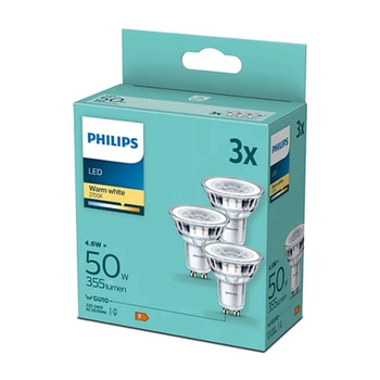 3x LED žárovka GU10 4.6W = 50W 355lm 2700K Teplá bílá 36° PHILIPS