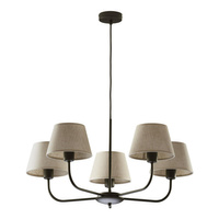 CHICAGO LINEN Závěsné stropní svítidlo černo-béžové Loft Lustr 5xE27 3989 TK Lighting