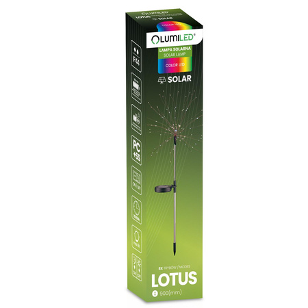 LOTUS LED solární zahradní lampa Driving Dekorativní dmychadlo Ohňostroj RGB LUMILED