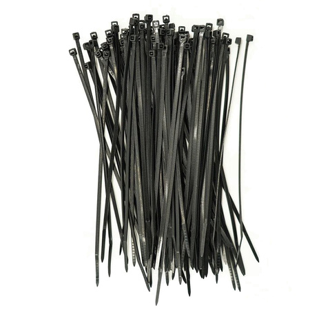 100x Kabelová Svorková Páska, Silná 2.5x100mm Černá LUMILED