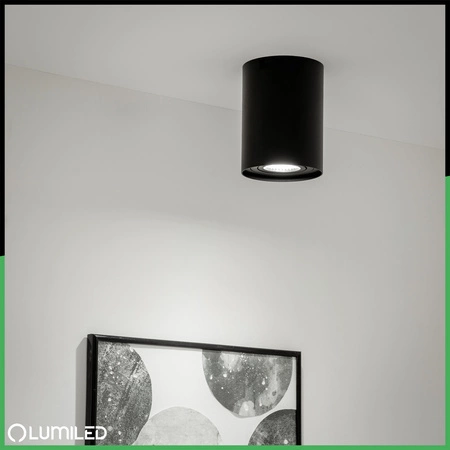 Povrchová montáž HALOGEN Spot Tuba Movable AMAT-XL GU10 Round 125mm BLACK LUMILED