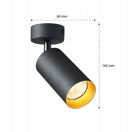 Stropní svítidlo ERIS SPOT. reflektor. halogenová žárovka GU10. černá a zlatá