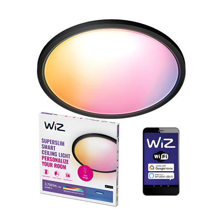 Plafond LED světlo pro povrchovou montáž 32W CCT + RGB Black SMART WiFi WiZ