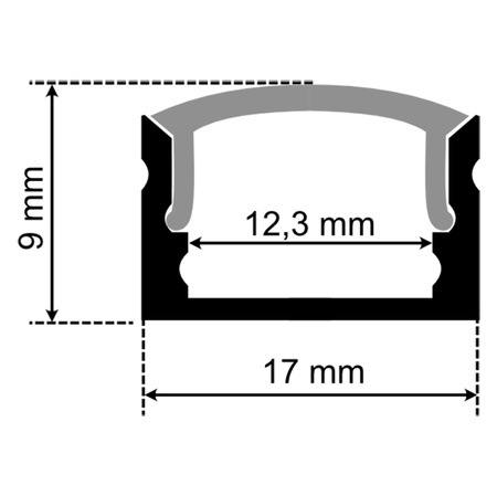 Povrchový Hliníkový Profil pro LED KM36, Stříbrný 1m + Průhledná Krytka + Záslepky LUMILED
