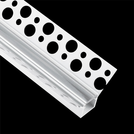 Podhledový Architektonický Rohový Hliníkový Profil Typ W pro LED do Sádrokartonových Desek, 2m + Průhledná Krytka LUMILED