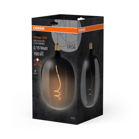 Dekorativní LED žárovka E27 4,5W = 15W 150lm 1800K teplá bílá 220° Smoked Vintage 1906 Osram