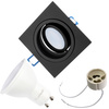 Svítidlo HALOGEN GU10 MR16 Square Black CASSIO LUMILED + LED žárovka GU10 6W = 60W 580lm Neutrální